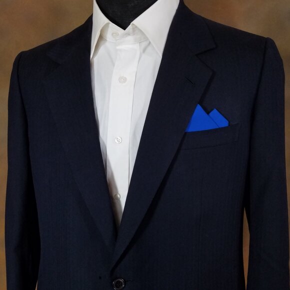 New - Royal Blue Cotton Pre-Folded Pocket Square Handkerchief Insert - Picture 5 of 5